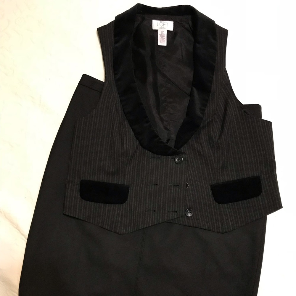 Loft black vest and black pencil skirt set